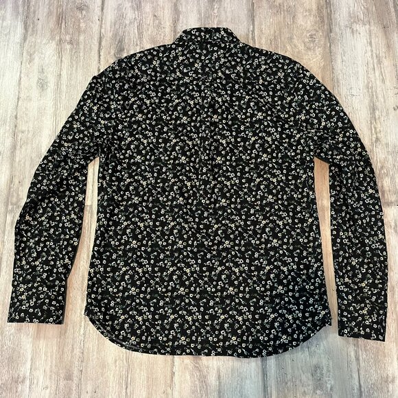 Denim & Flower Ricky Singh M's Button-Down Cotton Shirt, Black Floral, Medium - Picture 4 of 7